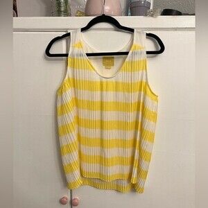 Maeve Pleated stripped yellow Top
